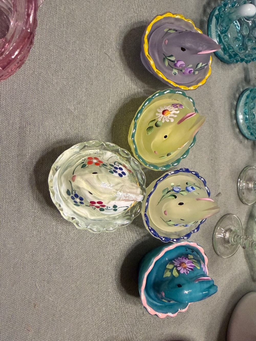 Hand-Painted Glass Bunny Collection – Includes Uranium Glow Pieces!